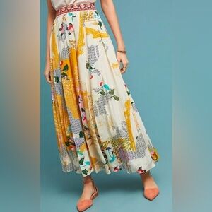 Bhanuni by Jyoti Mischa Anthropologie Abstract Floral Printed Maxi Skirt XS